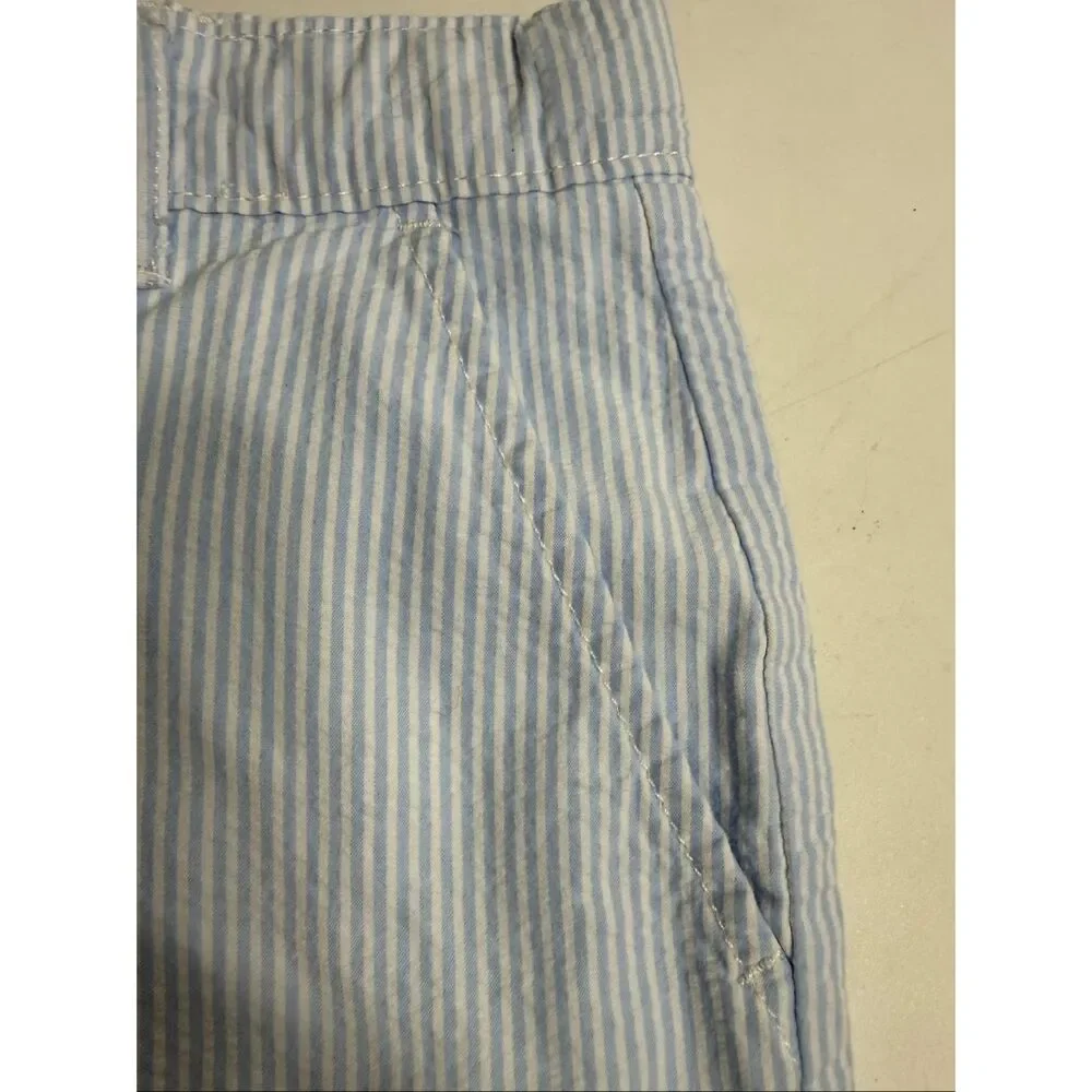 Gymboree Girls Seersucker Shorts Size 10 Blue White Stripe Cotton Summer Preppy